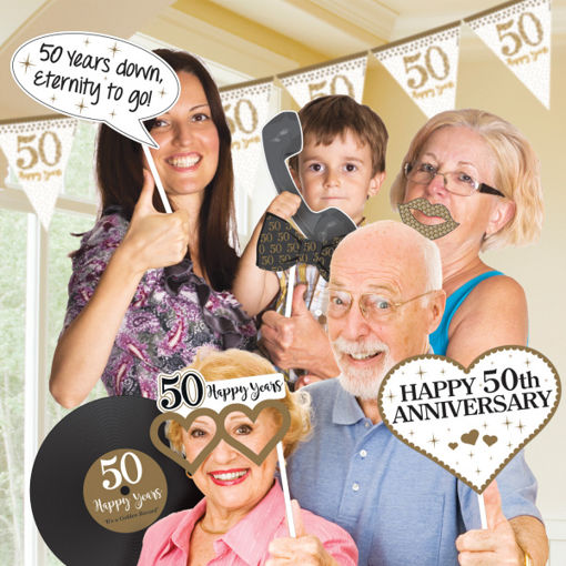 Picture of GOLD 50TH ANNIVERSARY PHOTO BOOTH KIT